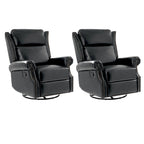 Ensemble de 2 fauteuils inclinables pivotants manuels en cuir véritable traditionnel Viviana par HULALA HOME