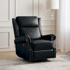 Ensemble de 2 fauteuils inclinables pivotants manuels en cuir véritable traditionnel Viviana par HULALA HOME