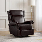 Ensemble de 2 fauteuils inclinables pivotants manuels en cuir véritable traditionnel Viviana par HULALA HOME