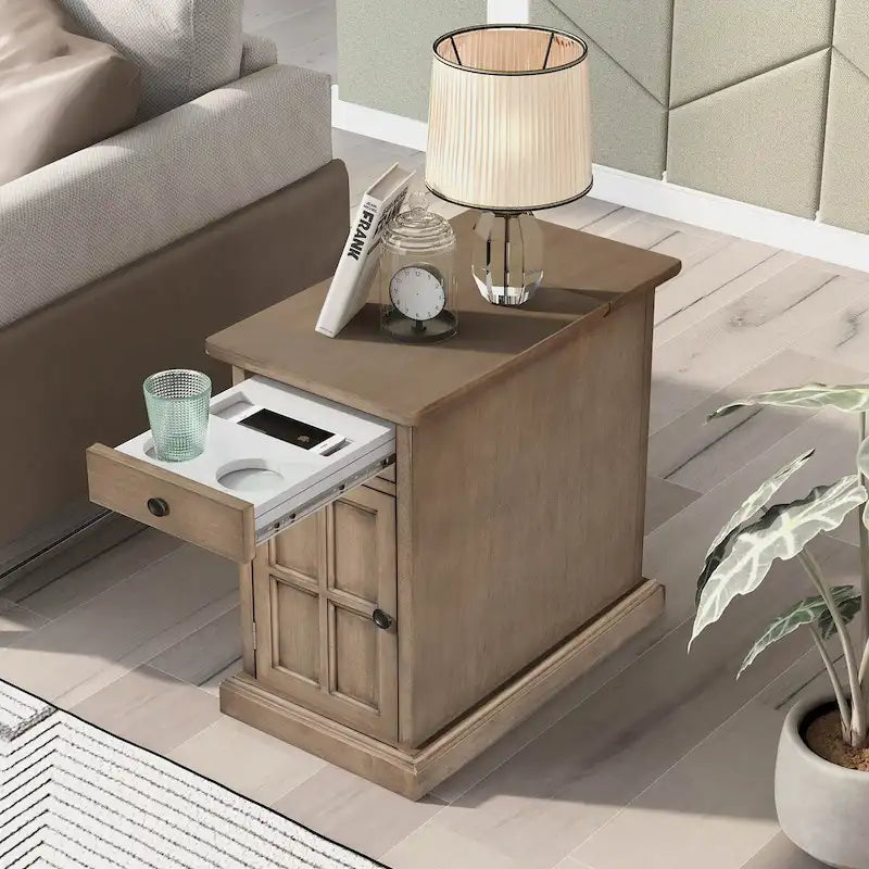 Ensemble de chambre à coucher 2 pièces transitionnel blanc, comprenant table de chevet et commode, design épuré