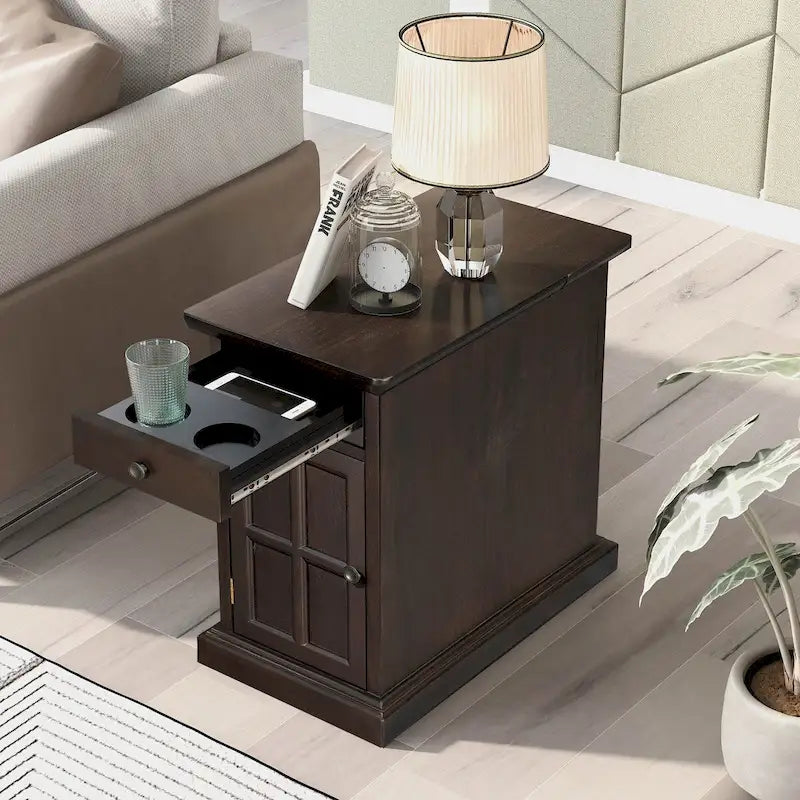 Ensemble de chambre à coucher 2 pièces transitionnel blanc, comprenant table de chevet et commode, design épuré
