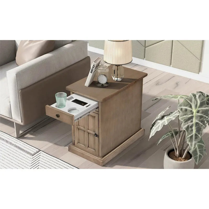 Ensemble de chambre à coucher 2 pièces transitionnel blanc, comprenant table de chevet et commode, design épuré