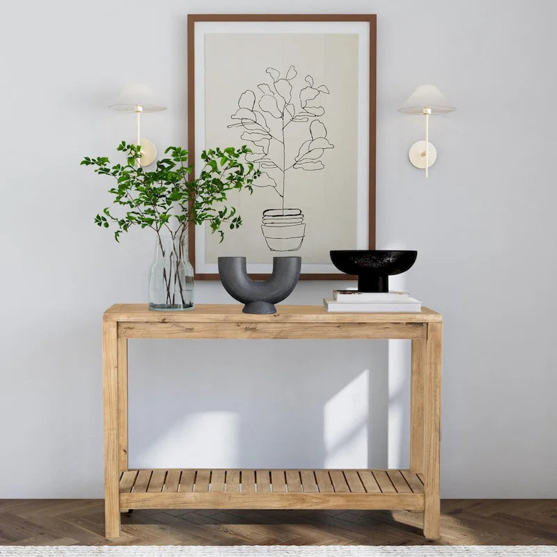 Console Petter en bois massif avec étagère par East at Main